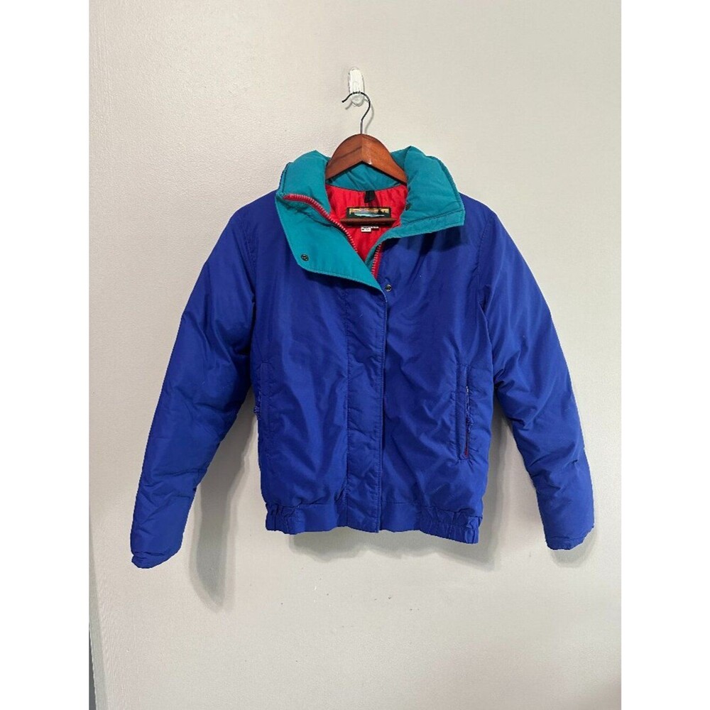 Vintage L.L. Bean Womens Small Coat Goose Down USA LL Blue Bomber Jacket
